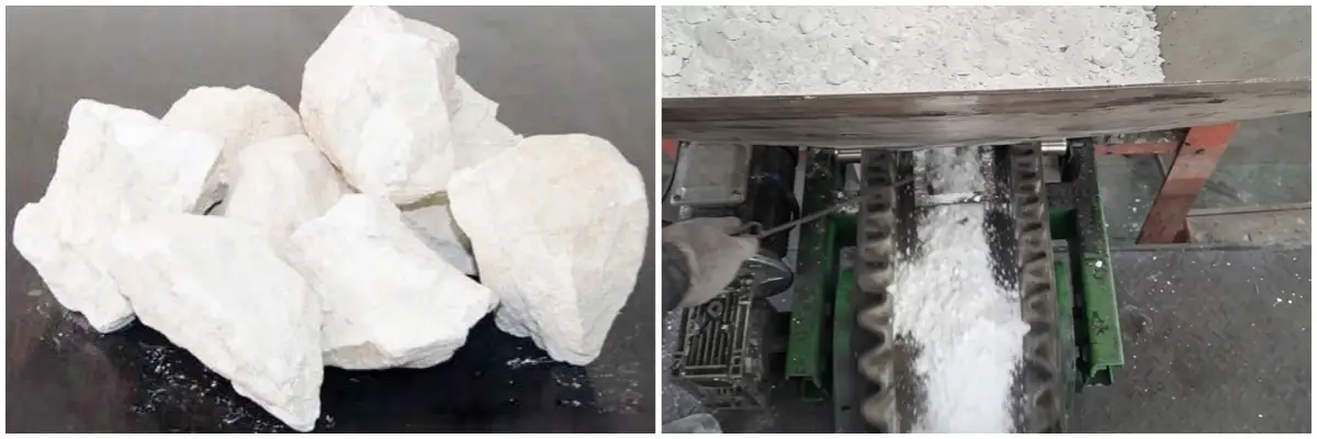 Calcined calcium oxide (quicklime) and ground calcium oxide powder