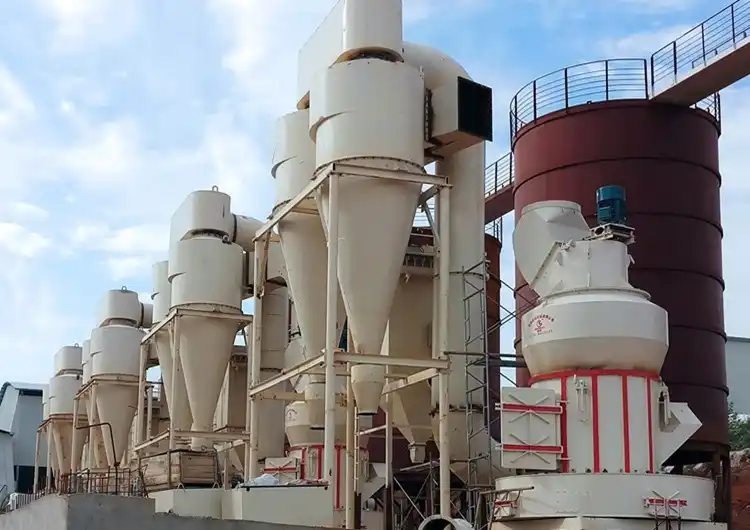 A customer site with multiple CRRM Raymond mills configured in parallel